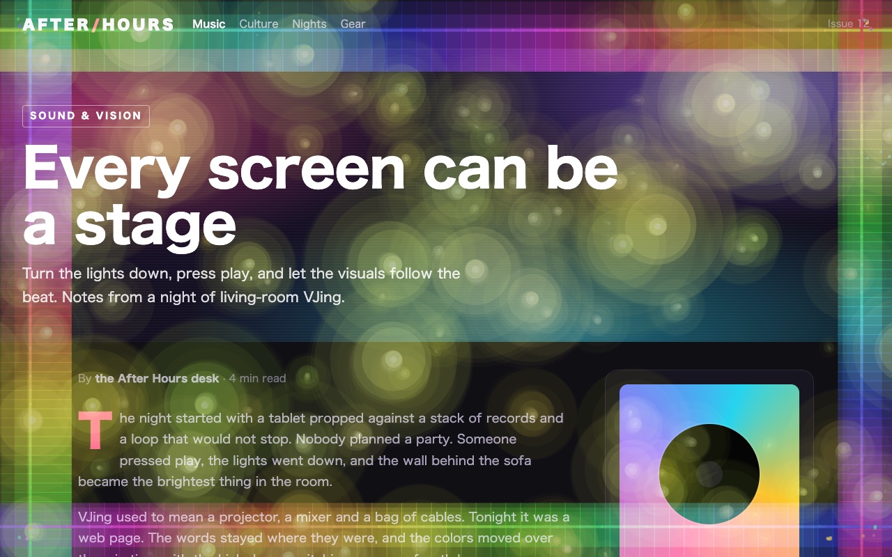 VJam FX effects layered over a web page